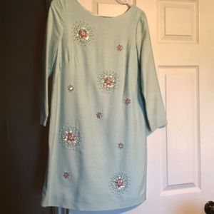 Boden ice blue dress with starburst sequin design